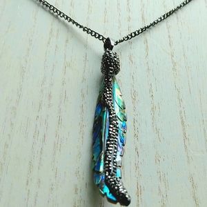 Natural Abalone Shell Feather Pendant